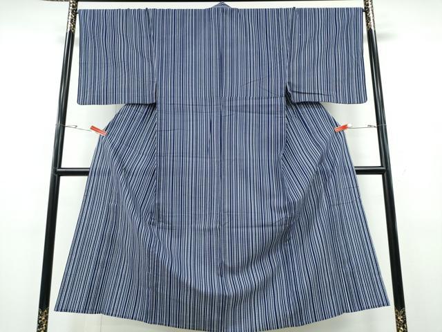 平和屋着物∴夏物 男性 浴衣 両面染 縞 綿 逸品 CABE9182ng