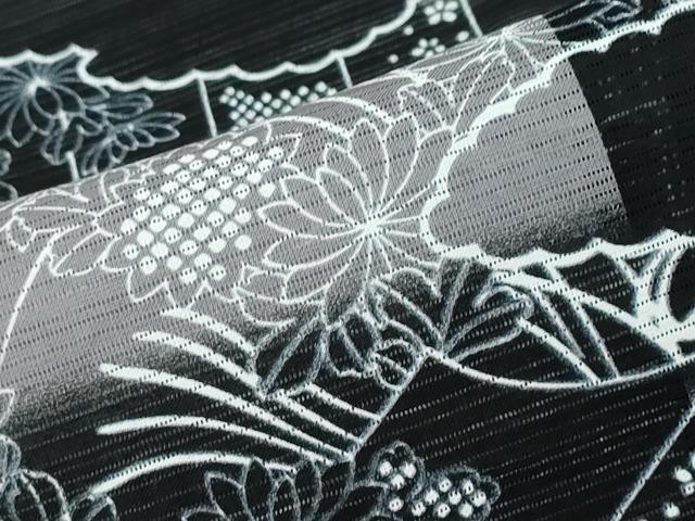 平和屋着物∴夏物 浴衣 綿絽 市松風景花文 綿 逸品 CABE9192ng