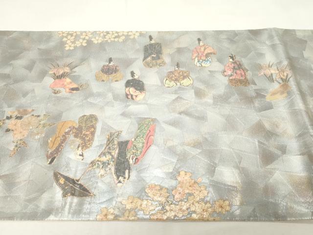 平和屋着物▼六通柄袋帯 平安宮庭絵巻 時代屏風 金彩 正絹 逸品 CABE9288dy