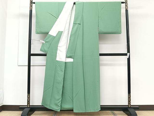 平和屋着物■上質な色無地 薄緑色 正絹 逸品 CABE9647xi