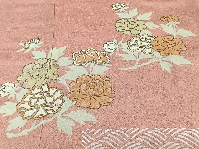 平和屋着物■訪問着 横段草花文 金彩 阪急扱い 正絹 逸品 CABE9653xi