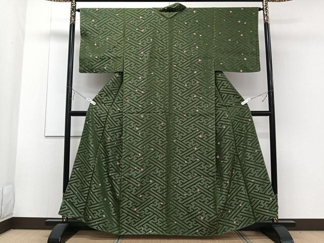 平和屋着物■上質な小紋 紗綾形花文 銀糸 正絹 逸品 CABE9659xi