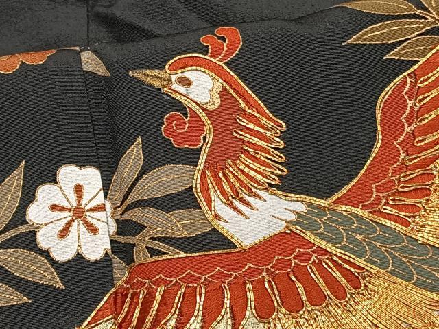 平和屋着物■豪華黒留袖 駒刺繍 鳳凰花文 金彩 正絹 逸品 CABE9668xi