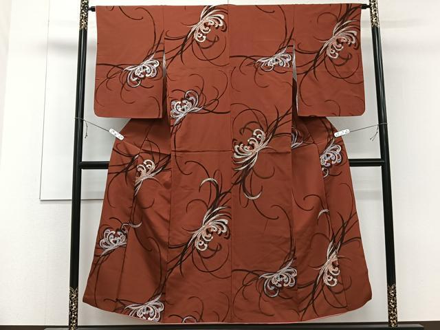 平和屋着物■上質なお召 乱菊 金銀糸 正絹 逸品 CABE9672xi