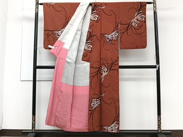 平和屋着物■上質なお召 乱菊 金銀糸 正絹 逸品 CABE9672xi