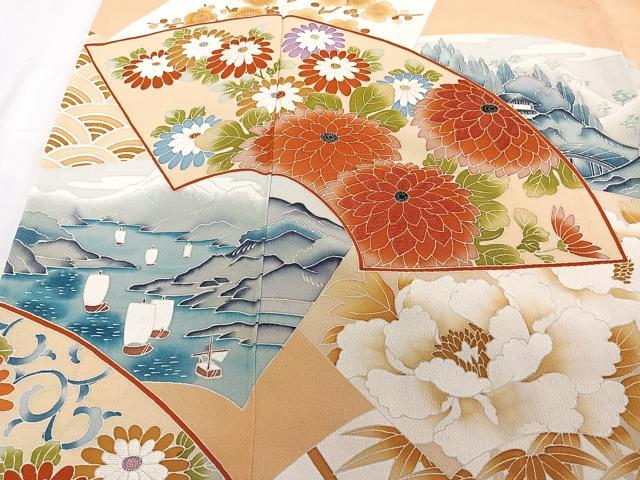 平和屋着物■豪華色留袖 作家物 刺繍 地紙花車文 松竹梅 正絹 逸品 CABE9686xi