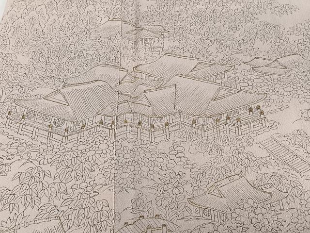 平和屋着物■訪問着 手描き 刺繍 渡橋風景文 金糸 正絹 逸品 CABE9698xi