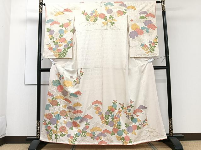 平和屋着物●訪問着　吉祥花松文　金彩　正絹　逸品　AABF4225cs 平和屋着物○創業460年・千總 訪問着 駒刺繍 吉祥花文 暈し染め 金彩