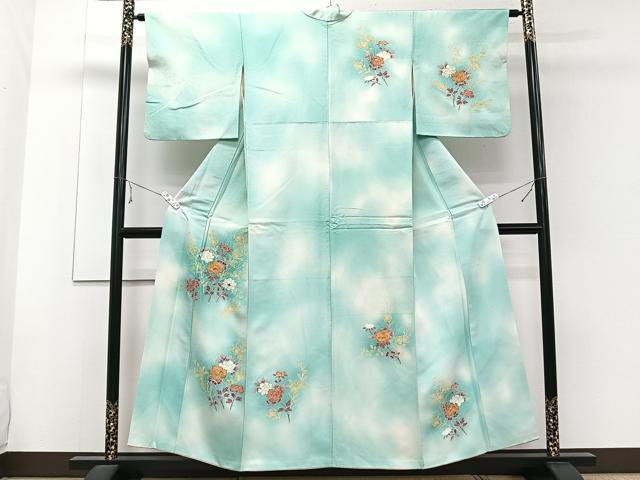 平和屋着物■訪問着 草花文 暈し染め 金彩 カラー胴裏:鳥の子色 正絹 逸品 CABE9903xi