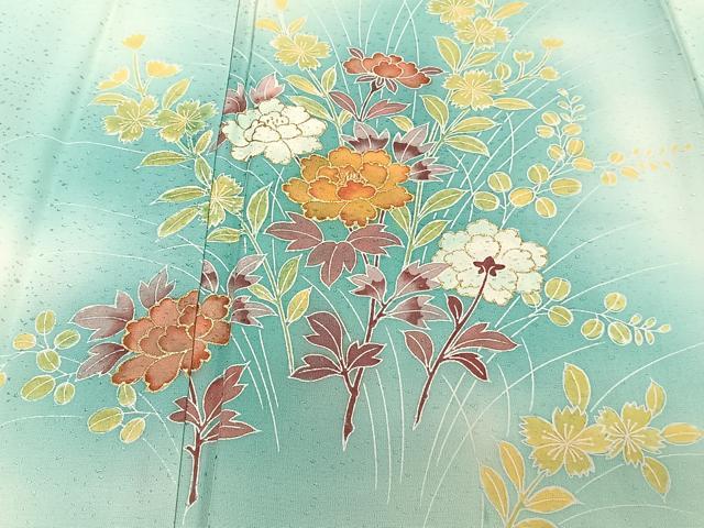 平和屋着物■訪問着 草花文 暈し染め 金彩 カラー胴裏:鳥の子色 正絹 逸品 CABE9903xi