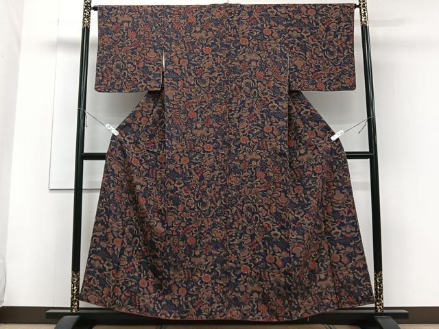 平和屋着物■上質な小紋 更紗花文 正絹 逸品 CABE9942xi