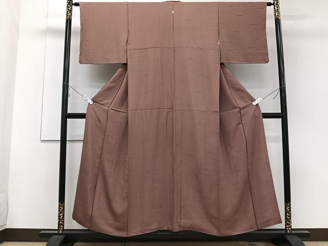 平和屋着物■上質な色無地 竹地紋 焦げ茶色 正絹 逸品 CABE9970xi