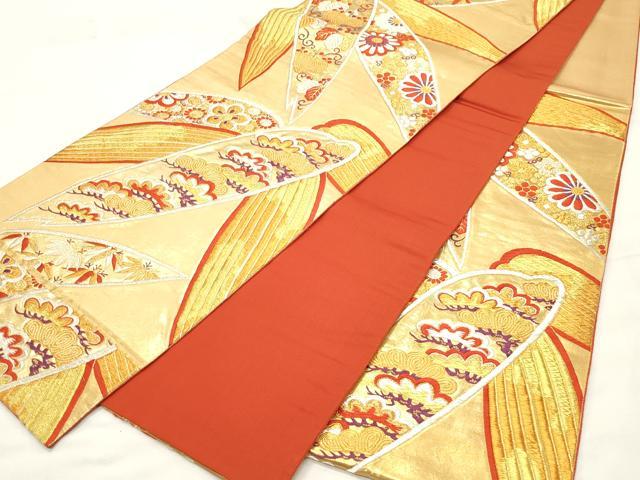 平和屋着物◎六通柄袋帯 松竹梅 金銀糸 正絹 逸品 CABF0079vf