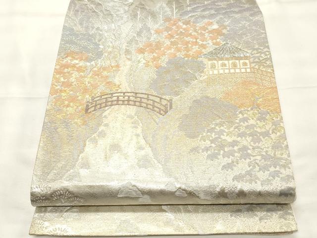 平和屋着物◎六通柄袋帯 京名所 プラチナ二重箔 正絹 逸品 CABF0083vf