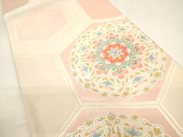 平和屋着物◎六通柄袋帯 唐織 正倉院亀甲花文 金銀糸 正絹 逸品 CABF0130ak