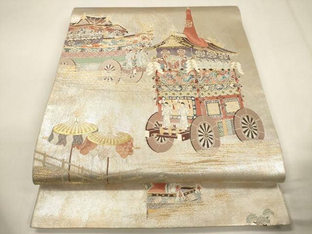 平和屋着物◎六通柄袋帯 作家物 祇園祭山鉾図 金銀糸 引箔 正絹 逸品 CABF0219ak