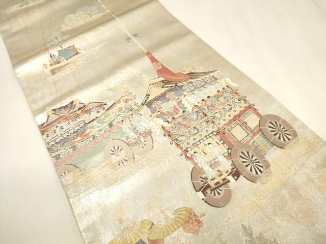 平和屋着物◎六通柄袋帯 作家物 祇園祭山鉾図 金銀糸 引箔 正絹 逸品 CABF0219ak