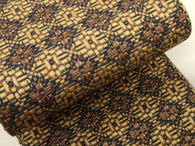 平和屋着物●男性 本場筑前博多織 両面 角帯 菱文 正絹 逸品 CABF0252ak
