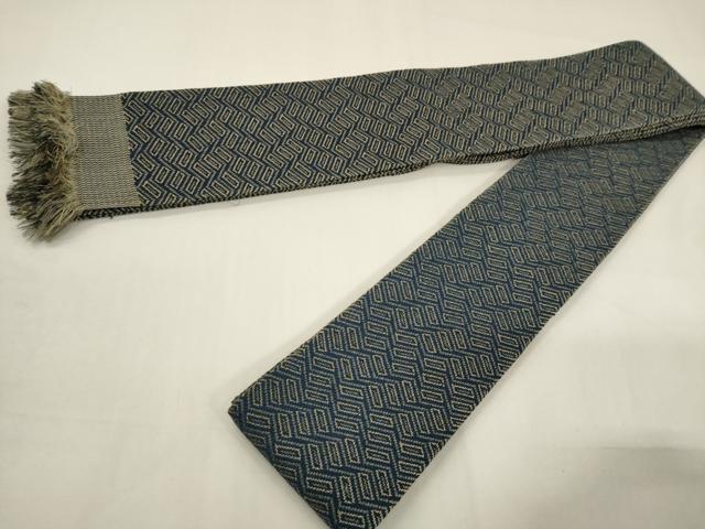 平和屋着物●男性 本場筑前博多織 角帯 幾何学文様 正絹 逸品 CABF0254ak