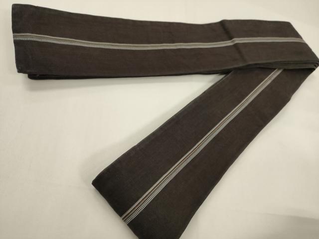 平和屋着物●男性 両面 角帯 縞間道 黒地 CABF0260ak