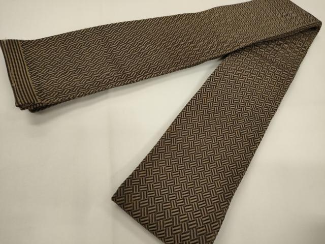 平和屋着物●男性 本場筑前博多織 角帯 網代文様 正絹 逸品 CABF0276ak