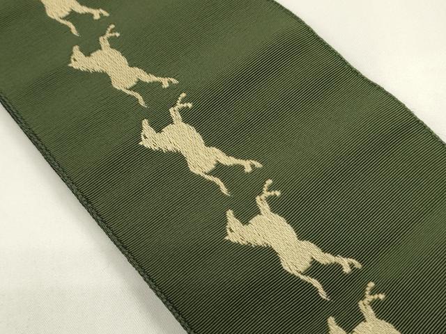平和屋着物●男性 両面 角帯 馬 金糸 CABF0316ak