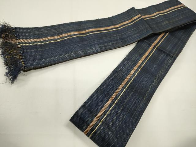 平和屋着物●男性 本場筑前博多織 両面 角帯 間道 正絹 逸品 CABF0321ak