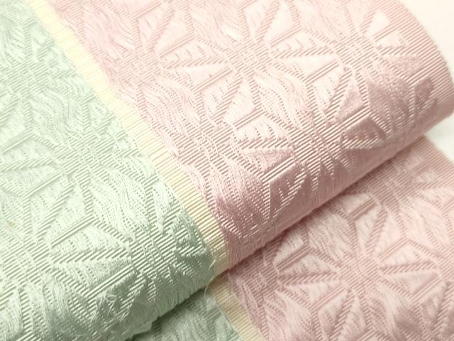 平和屋着物●本場筑前博多織 半幅帯 麻の葉間道 一重帯 証紙付き 正絹 逸品 CABF0356ak