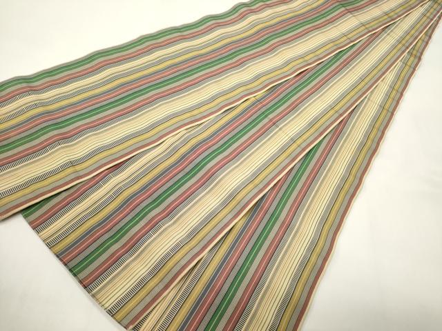平和屋着物●本場筑前博多織 半幅帯 縞間道 証紙付き 正絹 逸品 CABF0357ak