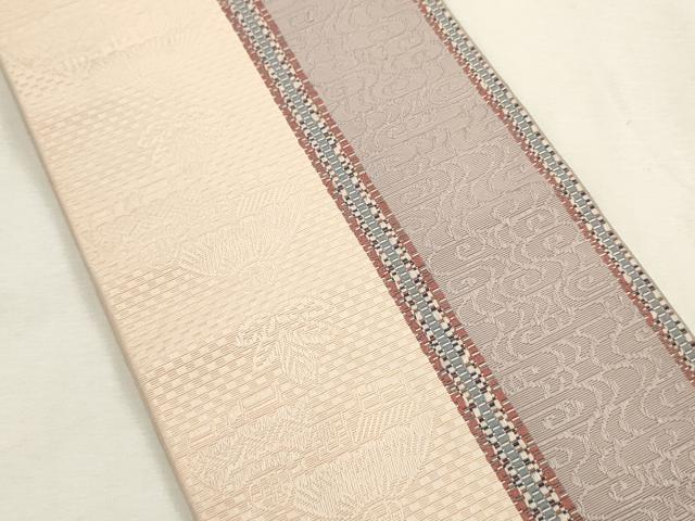 平和屋着物●本場筑前博多織 両面 半幅帯 吉祥間道 正絹 逸品 CABF0359ak