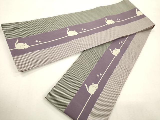 平和屋着物●半幅帯 猫/ねこ CABF0374ak