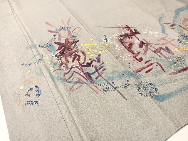 平和屋着物▼訪問着 手描き 螺鈿 水深魚極楽林茂鳥 帰知 金銀彩 正絹 逸品 CABF0417vp