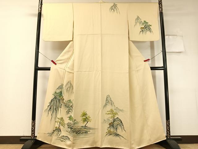 平和屋着物▽訪問着 手描き 風景文 正絹 逸品 CABF0439vp