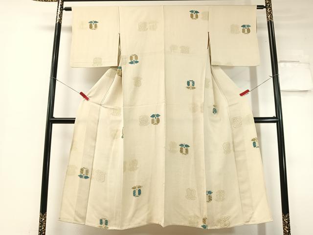 平和屋着物▼上質な小紋 単衣 地紋起こし 遠州椿 正絹 逸品 CABF0487vp