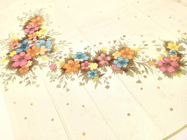 平和屋着物▼訪問着 手描き 草花文 三越扱い 正絹 逸品 CABF0513vp