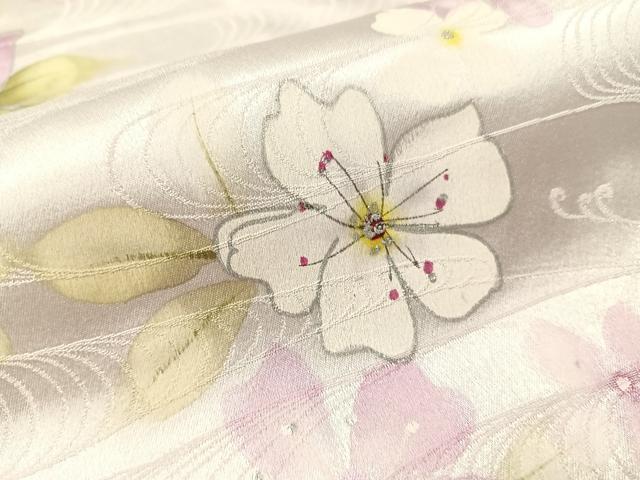 平和屋着物▼訪問着 手描き 流水花文 銀彩 西部百貨店扱い 正絹 逸品 CABF0564vp