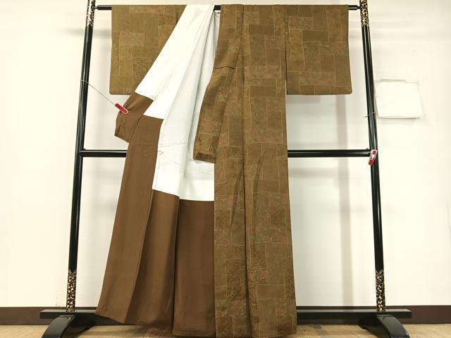 平和屋着物▼上質な小紋 地紋起こし 花唐草吉祥文 正絹 逸品 CABF0612vp