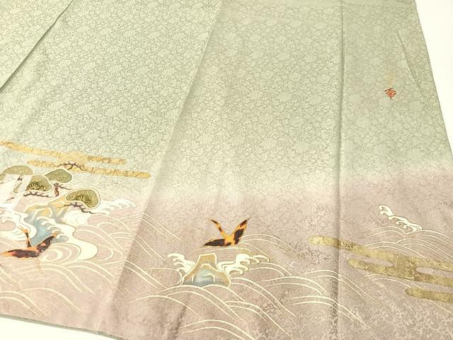 平和屋着物▼木村吉章 訪問着 飛鶴浜松文 暈し染め 金彩 正絹 逸品 CABF0694vp