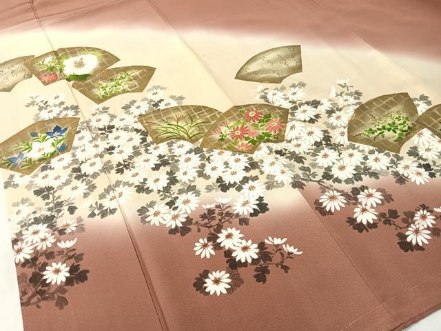 平和屋着物▼豪華色留袖 手描き 地紙花文 暈し染め 金彩 正絹 逸品 未使用 CABF0706vp