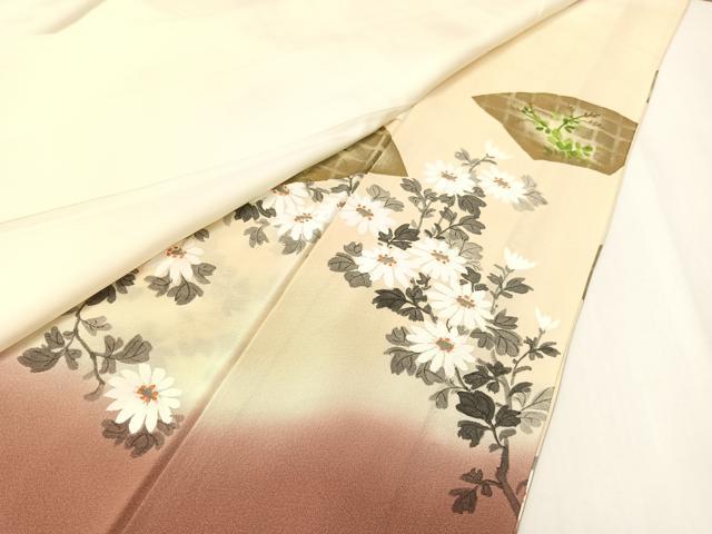平和屋着物▼豪華色留袖 手描き 地紙花文 暈し染め 金彩 正絹 逸品 未使用 CABF0706vp