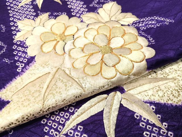 平和屋着物▼訪問着 駒刺繍 絞り 松皮菱笹花文 金彩 正絹 逸品 CABF0709vp