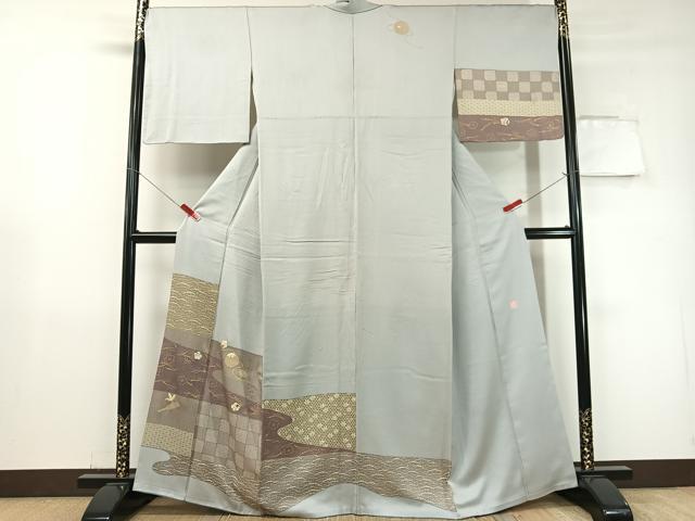 平和屋着物▼訪問着 螺鈿 作家物 玩具花文 金彩 正絹 逸品 CABF0724vp