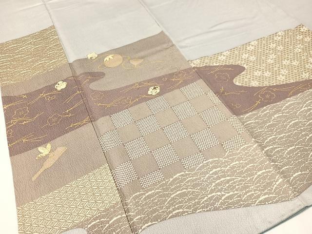 平和屋着物▼訪問着 螺鈿 作家物 玩具花文 金彩 正絹 逸品 CABF0724vp