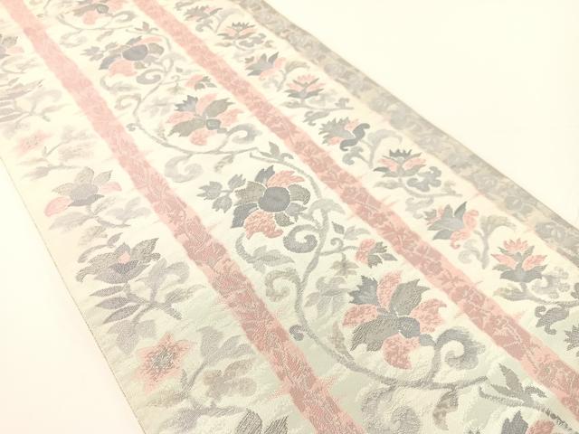 平和屋着物●本場筑前博多織 八寸名古屋帯 更紗間道 銀糸 正絹 逸品 CABF0772vp