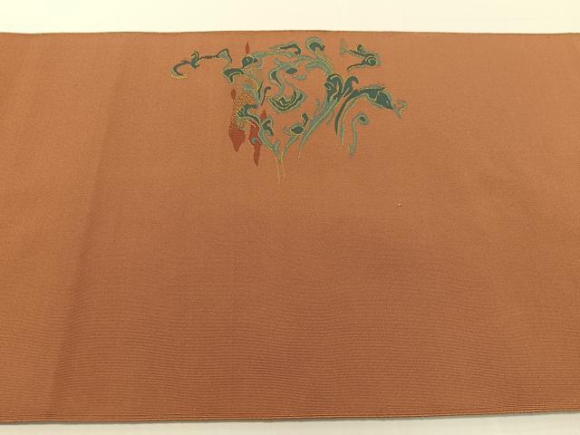 平和屋着物●爪掻き本綴れ 八寸名古屋帯 唐草文 正絹 逸品 未使用 CABF0773vp