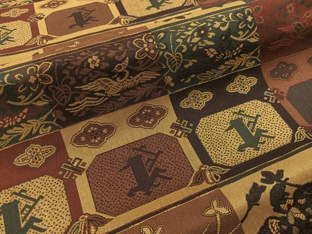平和屋着物●全通柄 九寸名古屋帯 更紗吉祥花鳥文 正絹 逸品 CABF0778vp