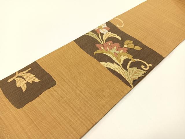 平和屋着物●九寸名古屋帯 更紗唐草文 正絹 逸品 CABF0780vp