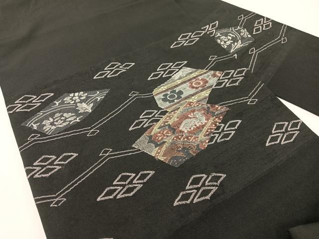 平和屋着物●九寸名古屋帯 すくい織 有栖川錦 黒地 正絹 逸品 CABF0796vp