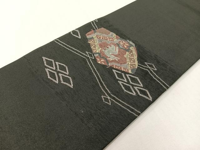 平和屋着物●九寸名古屋帯 すくい織 有栖川錦 黒地 正絹 逸品 CABF0796vp