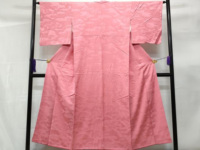 平和屋着物■上質な色無地 草花吉祥地紋 桃色 正絹 逸品 CABF0869fb